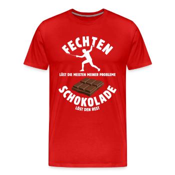 Fechten löst meine Probleme - Schoko Spruch - Männer Premium Bio T-Shirt - Rot - Vorne - Damien (186cm)