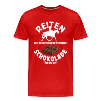 Reiten löst meine Probleme - Schoko Spruch - Männer Premium Bio T-Shirt - Rot - Vorne - Damien (186cm)