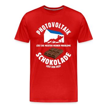 Photovoltaik löst meine Probleme - Schoko Spruch - Männer Premium Bio T-Shirt - Rot - Vorne - Damien (186cm)