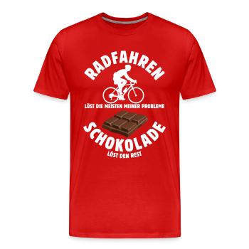 Radfahren löst meine Probleme - Schoko Spruch - Männer Premium Bio T-Shirt - Rot - Vorne - Damien (186cm)