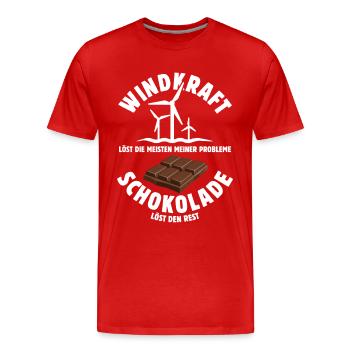 Windkraft löst meine Probleme - Schoko Spruch - Männer Premium Bio T-Shirt - Rot - Vorne - Damien (186cm)