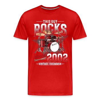 2002 Vintage Drums Drummer Birthday - Men's Premium Organic T-Shirt - red - Front - Damien (186cm)