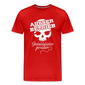 Totenkopf, Außer Betrieb Geduldsfaden gerissen - Männer Premium Bio T-Shirt - Rot - Vorne - Damien (186cm)