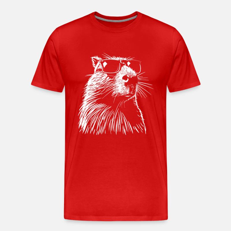 Cooles Capybara - Zeichnung Silhouette - Männer Premium Bio T-Shirt - Rot