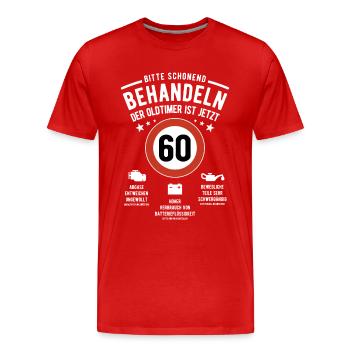 Oldtimer schonend behandeln - 60. Geburtstag - Männer Premium Bio T-Shirt - Rot - Vorne - Damien (186cm)