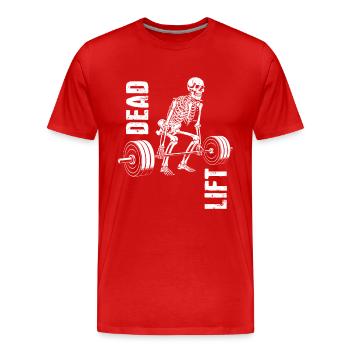 Skelett, Deadlift, Kraftsport, Training - Männer Premium Bio T-Shirt - Rot - Vorne - Damien (186cm)