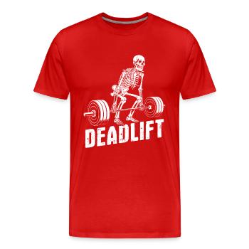 Skelett, Deadlift, Kraftsport, Training - Männer Premium Bio T-Shirt - Rot - Vorne - Damien (186cm)