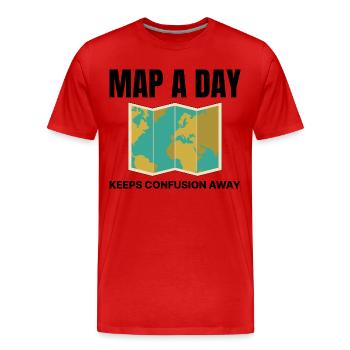 Carte du monde SIG Cartographie Terre Géographie - T-shirt bio Premium Homme - rouge - Devant - Damien (186cm)