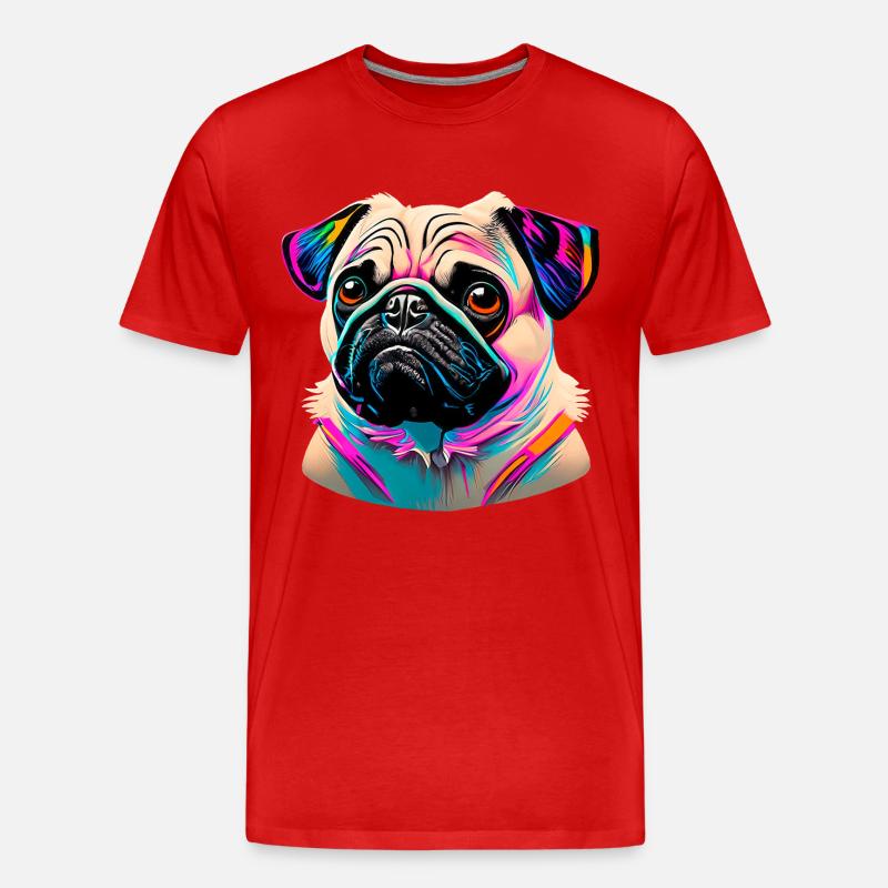 Mops Kopf Pug Graffiti - Männer Premium Bio T-Shirt - Rot