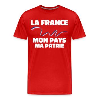 Patriote la france mon pays ma patrie - T-shirt bio Premium Homme - rouge - Devant - Damien (186cm)