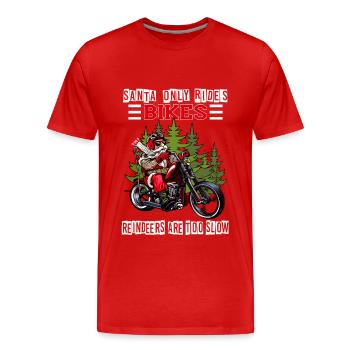Lustiger Weihnachtsmann Motorrad Biker Santa Claus - Männer Premium Bio T-Shirt - Rot - Vorne - Damien (186cm)