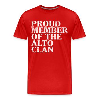 Fier membre du Crue du Clan Alto - T-shirt bio Premium Homme - rouge - Devant - Damien (186cm)