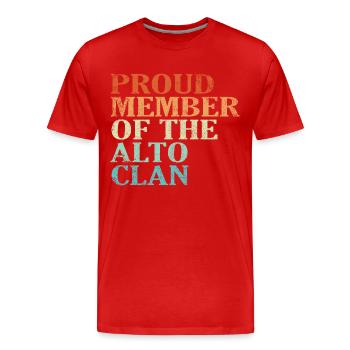 Fier membre du Crue du Clan Alto - T-shirt bio Premium Homme - rouge - Devant - Damien (186cm)