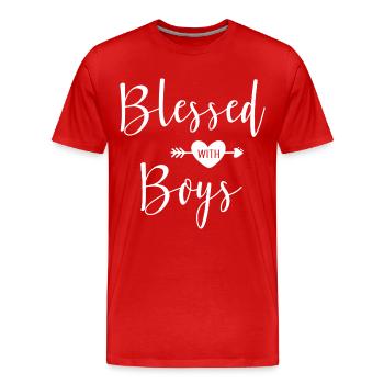 Gesegnet mit Jungen für Mama von Son Mothers Day - Männer Premium Bio T-Shirt - Rot - Vorne - Damien (186cm)