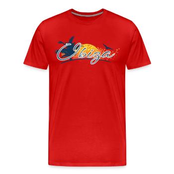 Ibiza 2026 - Balearen - Spanien - Männer Premium Bio T-Shirt - Rot - Vorne - Damien (186cm)