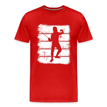 Fechter - Männer Premium Bio T-Shirt - Rot - Vorne - Damien (186cm)