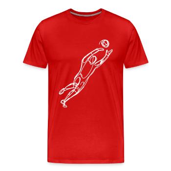 Goalkeeper Drawing - Men's Premium Organic T-Shirt - red - Front - Damien (186cm)