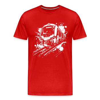 Chemin de fer - T-shirt bio Premium Homme - rouge - Devant - Damien (186cm)