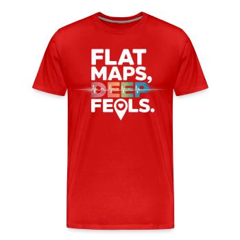 Flache Karten Deep Feels Geografie Kartografie - Männer Premium Bio T-Shirt - Rot - Vorne - Damien (186cm)