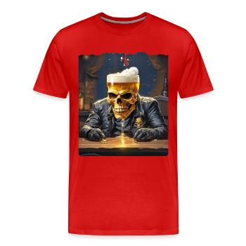 Beer Skull 0.5 - Men's Premium Organic T-Shirt - red - Front - Damien (186cm)
