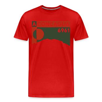 Trekking sur le volcan Cerro Aconcagua 6000 sommets des Andes - T-shirt bio Premium Homme - rouge - Devant - Damien (186cm)