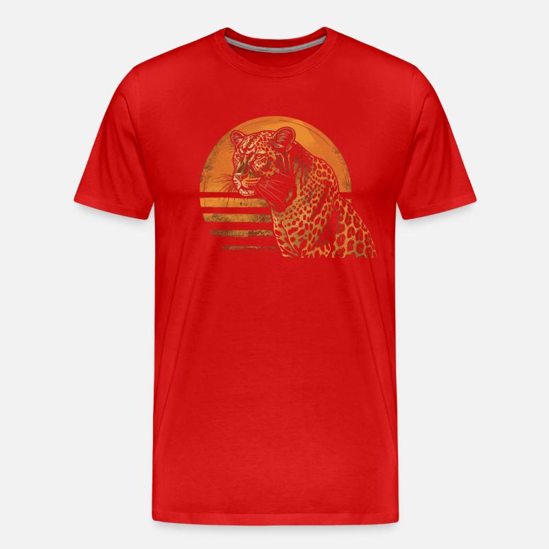 Leopard Retro - Männer Premium Bio T-Shirt - Rot