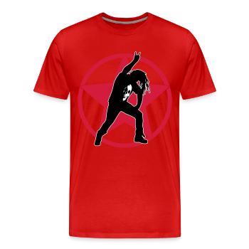 metal_fan_headbanger_112015_a_3c - Männer Premium Bio T-Shirt - Rot - Vorne - Damien (186cm)