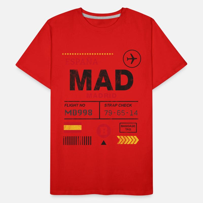Étiquette d’aéroport de Madrid T-shirt bio Premium Homme