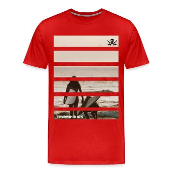 Tomorrow is Now - Männer Premium Bio T-Shirt - Rot - Vorne - Damien (186cm)