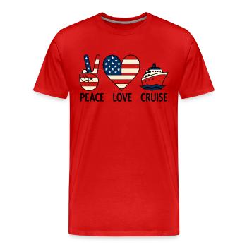 Frieden Liebe Kreuzfahrt USA Urlaubsmotiv - Männer Premium Bio T-Shirt - Rot - Vorne - Damien (186cm)