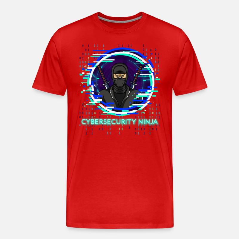 Cybersecurity Ninja Code Programmierer Nerd - Männer Premium Bio T-Shirt - Rot
