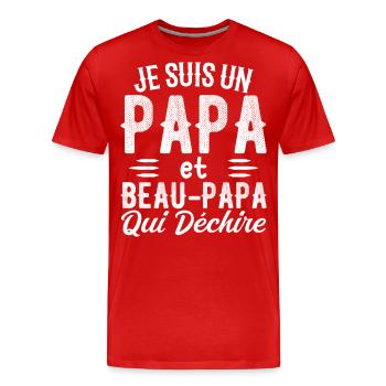 Ich bin ein Vater und Stiefvater, der - Männer Premium Bio T-Shirt - Rot - Vorne - Damien (186cm)