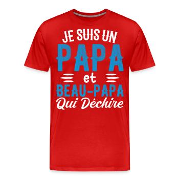 Ich bin ein Vater und Stiefvater, der - Männer Premium Bio T-Shirt - Rot - Vorne - Damien (186cm)