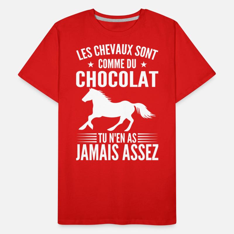 Les Chevaux Sont Comme Du Chocolat | Cavalière T-shirt bio Premium Homme