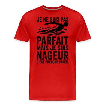 Nageur - Je Ne Suis Pas Parfait Je Suis Nageur - T-shirt bio Premium Homme - rouge - Devant - Damien (186cm)