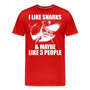 Funny Shark Design For Men Women Kids Shark Lover - Men's Premium Organic T-Shirt - red - Front - Damien (186cm)