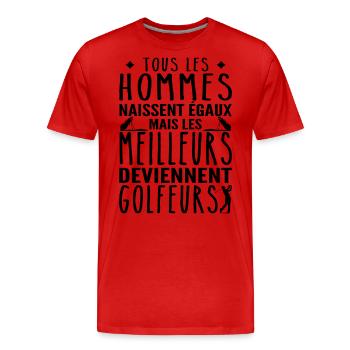 Hommes Meilleurs Deviennent Golfeurs Humour - T-shirt bio Premium Homme - rouge - Devant - Damien (186cm)