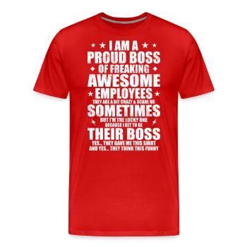 Humour, Citations cool, Fête des pères - T-shirt bio Premium Homme - rouge - Devant - Damien (186cm)