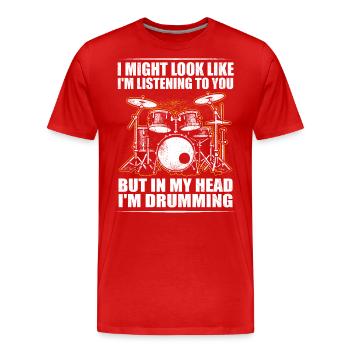 Batteur Drummer Drums Drumsticks Drumming - T-shirt bio Premium Homme - rouge - Devant - Damien (186cm)
