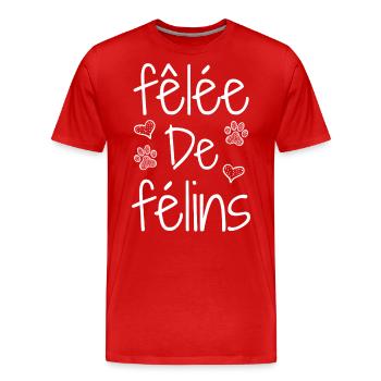 CRACKED WITH FELINES! (chat) - Puns - Francois - Men's Premium Organic T-Shirt - red - Front - Damien (186cm)