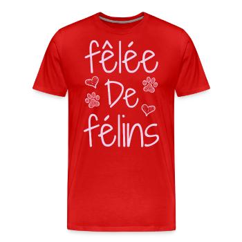 GEKNACKT MIT KATZEN! (chat) - Wortspiele - François - Männer Premium Bio T-Shirt - Rot - Vorne - Damien (186cm)