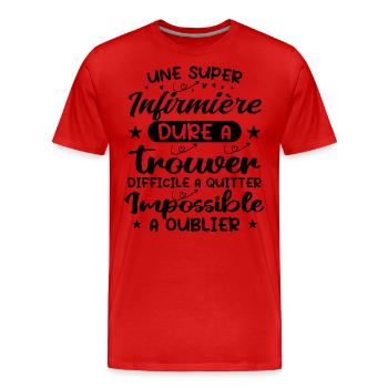 Une Super Infirmière - Cadeau infirmière - T-shirt bio Premium Homme - rouge - Devant - Damien (186cm)
