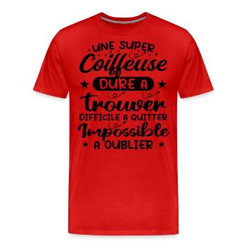Une Super Coiffeuse - Cadeau coiffeuse - T-shirt bio Premium Homme - rouge - Devant - Damien (186cm)
