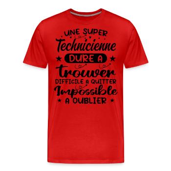 Une Super Technicienne - Cadeau technicienne - T-shirt bio Premium Homme - rouge - Devant - Damien (186cm)