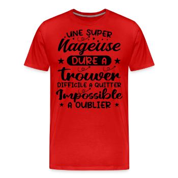 Une Super Nageuse - Cadeau nageuse - T-shirt bio Premium Homme - rouge - Devant - Damien (186cm)