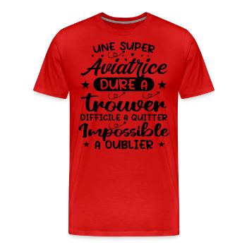 Une Super Aviatrice - Cadeau aviatrice - T-shirt bio Premium Homme - rouge - Devant - Damien (186cm)