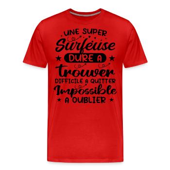 Une Super Surfeuse - Cadeau surfeuse - T-shirt bio Premium Homme - rouge - Devant - Damien (186cm)