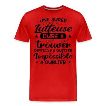 Une Super Lutteuse - Cadeau lutteuse - T-shirt bio Premium Homme - rouge - Devant - Damien (186cm)