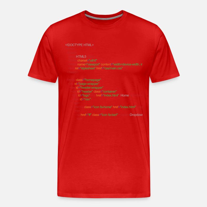 HTML5 code - Men's Premium Organic T-Shirt - red