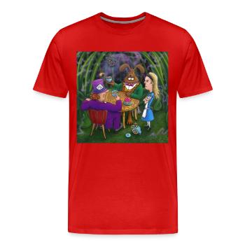 Alice au pays des merveilles thé pary - T-shirt bio Premium Homme - rouge - Devant - Damien (186cm)